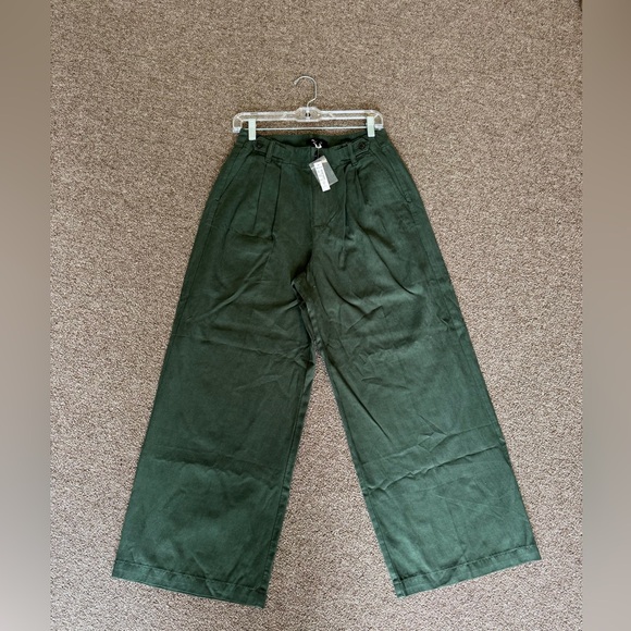 NWT Madewell Harlow Green Wide-Leg Pants - Picture 5 of 6